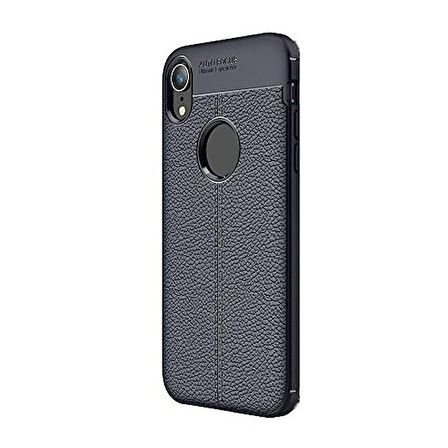 Smcase iPhone XR Kılıf Deri Dokulu Silikon   Nano Ekran Koruyucu