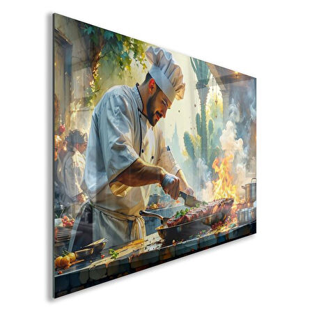 Mesleki Cam Tablo - Aşçı - Yatay Motif 01-158