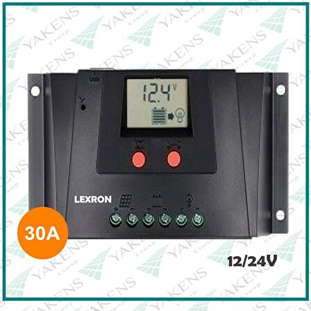 30A Solar Pwm Şarj Regülatörü 30 Amper Güneş Paneli Şarj Kontrol Cihazı Lexron 12/24V