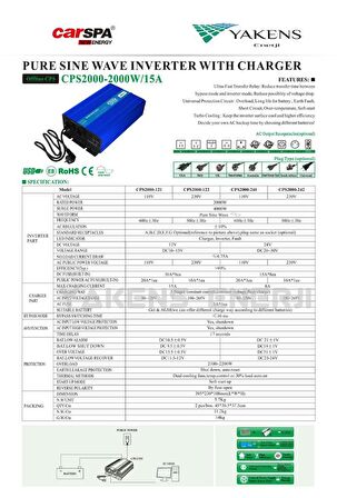 2000 Watt 12V UPS (Şebeke Şarjlı) Tam Sinüs İnverter Carspa