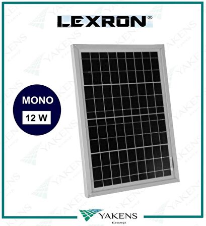 12 Watt 12V Monokristal Güneş Paneli Lexron