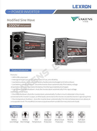 2000 Watt 12V Modifiye Sinüs İnverter