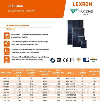 42 Watt 12V Polikristal Güneş Paneli Lexron