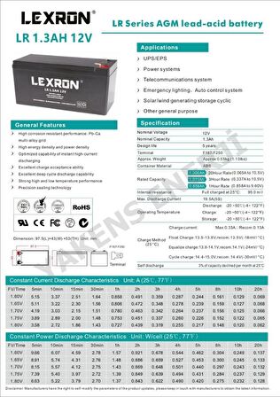 7.2 AH 12V Kuru Akü Lexron