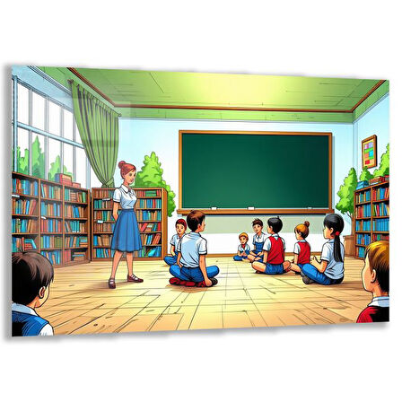 Mesleki Cam Tablo - Öğretmen - Yatay Motif 11-187