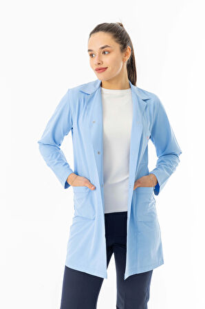 Spor Yaka Uzun Kol Personel Önlüğü Alpaka Kumaş Açık Mavi (RNK0110)
