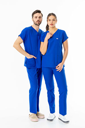 Terikoton Yarasa Kol Doktor Hemşire Forması Saks Mavisi (TYRS00012)