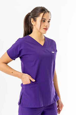 Terikoton Yarasa Kol Doktor Hemşire Forması Mor (TYRS00011)
