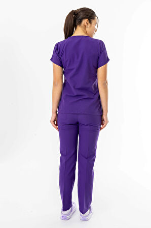 Terikoton Yarasa Kol Doktor Hemşire Forması Mor (TYRS00011)