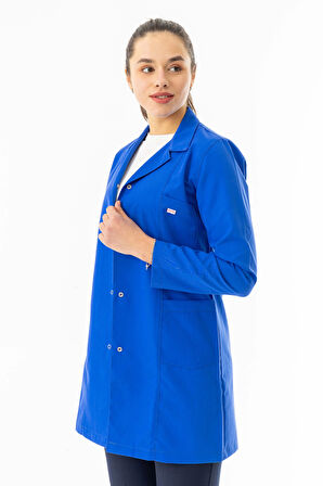 Spor Yaka Uzun Kol Personel Önlüğü Alpaka Kumaş  Saks Mavisi (RNK108)