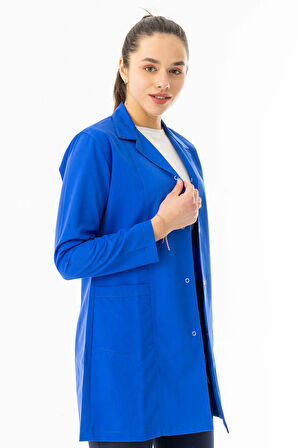 Spor Yaka Uzun Kol Personel Önlüğü Alpaka Kumaş  Saks Mavisi (RNK108)