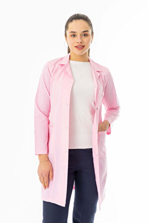 Spor Yaka Uzun Kol Kadın Personel Önlüğü Alpaka Kumaş Pembe (RNK111)