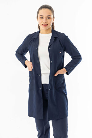 Spor Yaka Uzun Kol Personel Önlüğü Alpaka Kumaş Lacivert (RNK103)