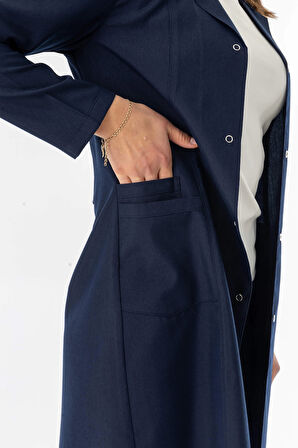 Spor Yaka Uzun Kol Personel Önlüğü Alpaka Kumaş Lacivert (RNK103)