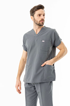 Terikoton Yarasa Kol Doktor Hemşire Forması Gri (TYRS0006)