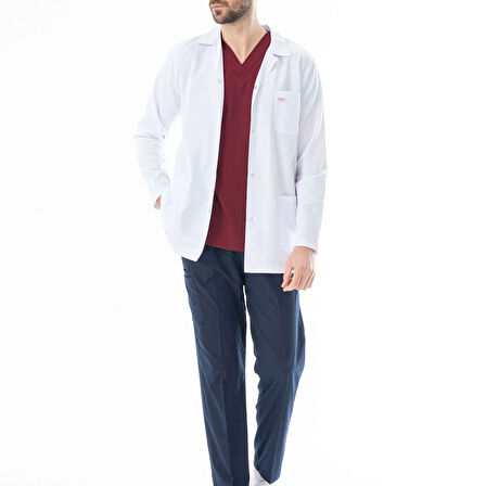 Spor Yaka Ceket Boy Erkek Doktor Önlüğü Alpaka Kumaş Beyaz (BEO101)