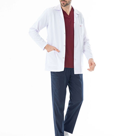 Spor Yaka Ceket Boy Erkek Doktor Önlüğü Alpaka Kumaş Beyaz (BEO101)