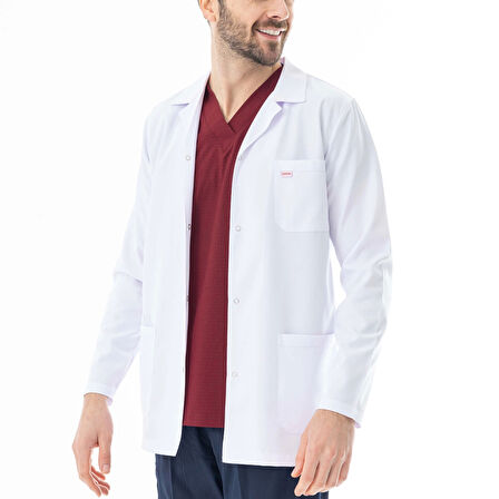 Spor Yaka Ceket Boy Erkek Doktor Önlüğü Alpaka Kumaş Beyaz (BEO101)