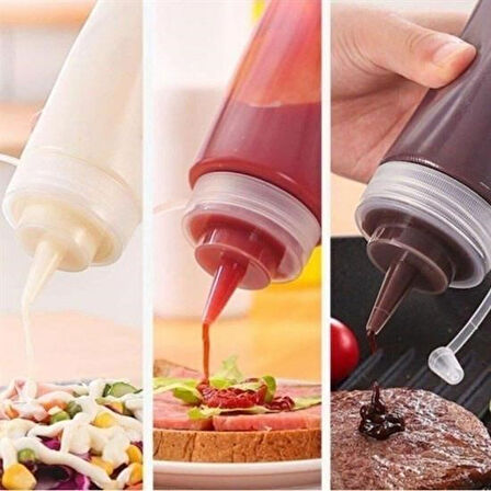 Meleners® Şeffaf Kapaklı Sızdırmaz Yağlık Sosluk Şişesi Plastik Yağdanlık 400 ml AP-9028
