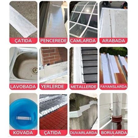 Meleners® 2 Mt Yüksek Sıcaklık Dayanan Su Geçirmez Çatı  Duvar Çatlak Onarıcı Yapışkan Bant Folyo 5 Cm