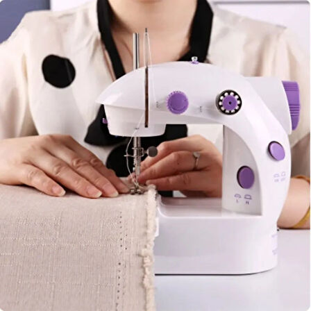 Meleners® Pratik Taşınabilir Elektrikli veya Pilli Seyahat Tipi Hız Ayarlı Kademeli Dikiş Makinesi