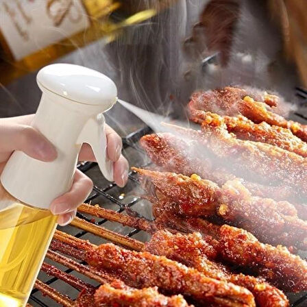Meleners®  Çok Amaçlı Cam Şişe Püskürtmeli Dağıtıcı Yağdanlık Limonluk Sirke Sosluk Spreyi Beyaz