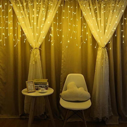 Meleners® 8 Fonksiyonlu 16 Saçaklı Perde Led 3 x 1 (Günışığı)