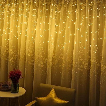Meleners® 8 Fonksiyonlu 16 Saçaklı Perde Led 3 x 1 (Günışığı)