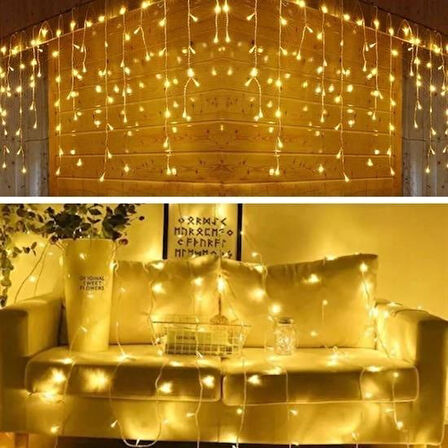 Meleners® 8 Fonksiyonlu 16 Saçaklı Perde Led 3 x 1 (Günışığı)
