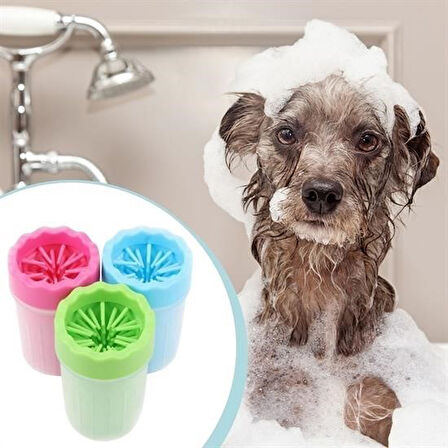 Meleners® Silikon Jel Fırçalı Kedi Köpek Pati Ayak Temizleme Kovası Büyük