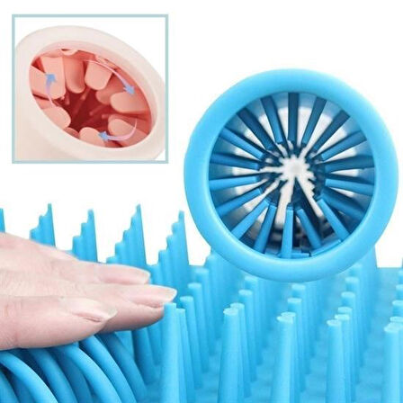 Meleners® Silikon Jel Fırçalı Kedi Köpek Pati Ayak Temizleme Kovası Büyük