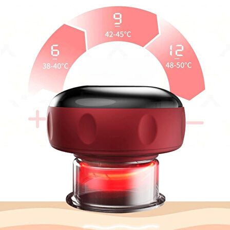 Meleners® 12 Kademeli Sıcaklık Emişli Bardak Çekme Terapisi, Vakumlu Masaj Aleti,Terapi Cihazı Gua Sha-Masaj Cihazı