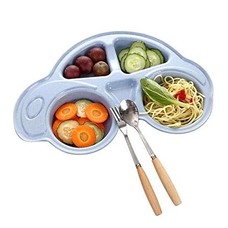 Meleners® Bebekler ve Çocuklar İçin BPA içermeyen Araba Şeklinde Sevimli Mama Tabağı Tabldot
