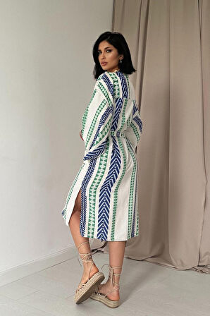 Mavi Desenli Kimono