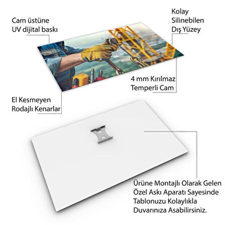 Mesleki Cam Tablo - Müteahhit - Yatay Motif 14-185