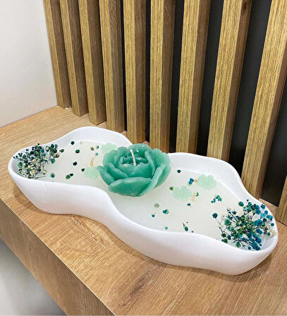 Dekoratif Asimetrik Kasede Çiçek Model Kokulu Mum