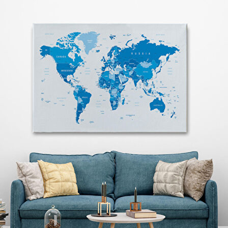 Harita Sepeti Dünya Haritası Dekoratif Kanvas Tablo 1051