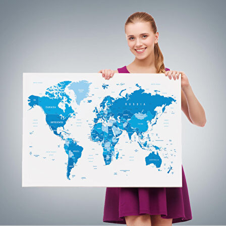 Harita Sepeti Dünya Haritası Dekoratif Kanvas Tablo 1051