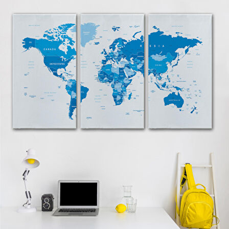 Harita Sepeti Dünya Haritası Dekoratif Kanvas Tablo 1051