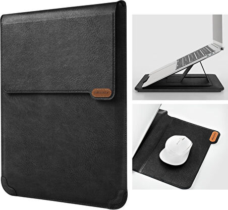 Nillkin 15.6" Dizüstü Bilgisayar Kılıfı [Ayarlanabilir Dizüstü Bilgisayar Standı ve Fare Altlığı] İş Darbeye Dayanıklı PU Laptop Çantası 16" / 15" MacBook Pro 15.6" Dell Lenovo HP Acer Samsung// Vegan deri//