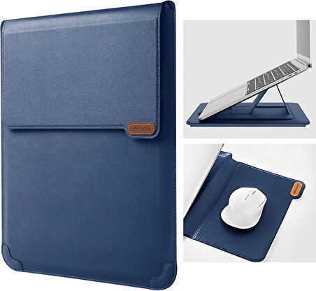 Nillkin 15.6" Dizüstü Bilgisayar Kılıfı [Ayarlanabilir Dizüstü Bilgisayar Standı ve Fare Altlığı] İş Darbeye Dayanıklı PU Laptop Çantası 16" / 15" MacBook Pro 15.6" Dell Lenovo HP Acer Samsung// Vegan deri//