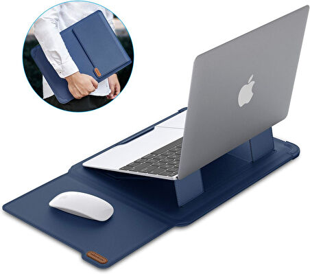 Nillkin 15.6" Dizüstü Bilgisayar Kılıfı [Ayarlanabilir Dizüstü Bilgisayar Standı ve Fare Altlığı] İş Darbeye Dayanıklı PU Laptop Çantası 16" / 15" MacBook Pro 15.6" Dell Lenovo HP Acer Samsung// Vegan deri//