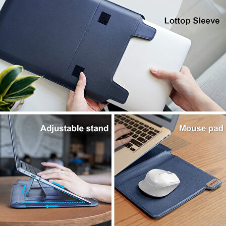 Nillkin 15.6" Dizüstü Bilgisayar Kılıfı [Ayarlanabilir Dizüstü Bilgisayar Standı ve Fare Altlığı] İş Darbeye Dayanıklı PU Laptop Çantası 16" / 15" MacBook Pro 15.6" Dell Lenovo HP Acer Samsung// Vegan deri//
