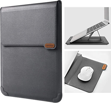 Nillkin 15.6" Dizüstü Bilgisayar Kılıfı [Ayarlanabilir Dizüstü Bilgisayar Standı ve Fare Altlığı] İş Darbeye Dayanıklı PU Laptop Çantası 16" / 15" MacBook Pro 15.6" Dell Lenovo HP Acer Samsung// Vegan deri//