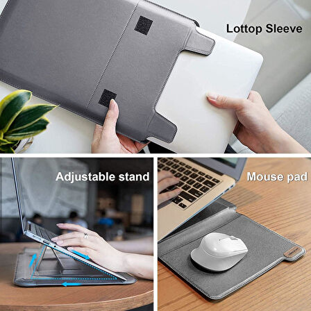 Nillkin 15.6" Dizüstü Bilgisayar Kılıfı [Ayarlanabilir Dizüstü Bilgisayar Standı ve Fare Altlığı] İş Darbeye Dayanıklı PU Laptop Çantası 16" / 15" MacBook Pro 15.6" Dell Lenovo HP Acer Samsung// Vegan deri//