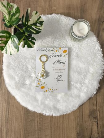 ​Pamuğum Atelier Kişiye Özel Çiçekli Nikah Hatırası Anahtarlık Misafirleriniz İçin İsim ve Tarih Baskılı Nişan, Nikah, Düğün Hediyeliği (100 Adet)