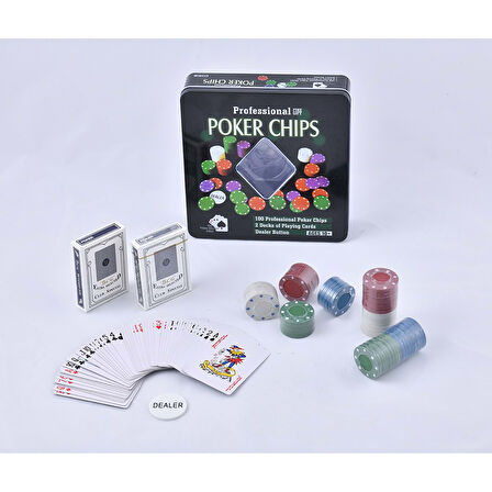 Poker Oyunu 100 Chip Ve 2 Adet İskambil Kağıt Setine Sahip Poker Oyunu No 1 