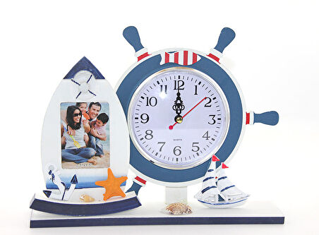 Ahşap Marin Dümenli Çerçeveli Saat Model 2 