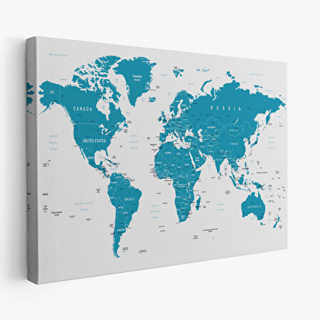 Harita Sepeti Dünya Haritası Dekoratif Kanvas Tablo 1052