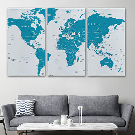 Harita Sepeti Dünya Haritası Dekoratif Kanvas Tablo 1052